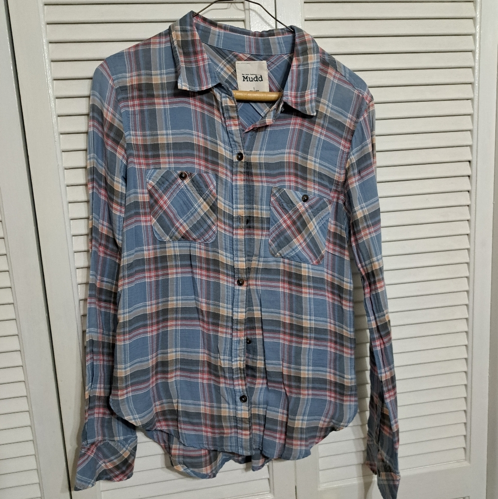 Juniors Mudd Blue Plaid Shirt